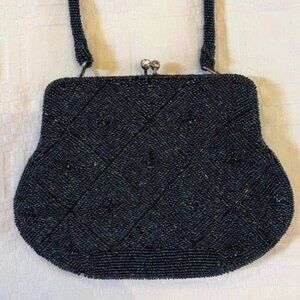 BAG BY DEBBIE | Blue Beaded Handbag Evening Purse Vintage